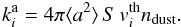 \begin{equation} k_i^\mathrm{a}=4\pi \langle a^2\rangle\,S\,v_i^\mathrm{th}n_\mathrm{dust} . \end{equation}