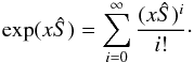 \appendix \setcounter{section}{1} \begin{equation} \exp(x\hat{S}) = \sum_{i=0}^{\infty} \frac{(x\hat{S})^i}{i!}\cdot \end{equation}