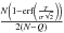 \hbox{$\frac{N \left( 1-\operatorname{erf}\left( \frac{T}{\sigma \sqrt{2}} \right) \right)}{2(N-Q)}$}