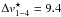 \hbox{$\Delta v^\star_{1-4} = 9.4$}