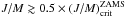 \hbox{$J/M\gtrsim0.5\times(J/M)^\mathrm{ZAMS}_\mathrm{crit}$}