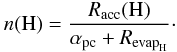 \appendix \setcounter{section}{1} \begin{equation} n({\rm H}) = \frac{R_{\rm acc}({\rm H})}{\alpha_{\rm pc} + R_{{\rm evap}_{\rm H}}}\cdot \end{equation}