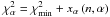 \hbox{$\chi^2_\alpha = \chi^2_\mathrm{min} + x_\alpha\left(n,\alpha\right)$}