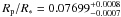 \hbox{$R_{\rm p}/R_{*}=0.07699^{+0.0008}_{-0.0007}$}