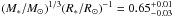 \hbox{$(M_{*}/M_{\odot})^{1/3}(R_*/R_{\odot})^{-1}=0.65^{+0.01}_{-0.03}$}