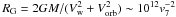 \hbox{$R_{\rm G}=2GM/(V_{\rm w}^2+V_{\rm orb}^2)\sim 10^{12} v_7^{-2}$}