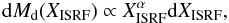 \begin{equation} {\rm d}M_{\rm d} (X_{\rm ISRF}) \propto X_{\rm ISRF}^{\alpha}{\rm d}X_{\rm ISRF}, \end{equation}