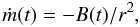 \begin{equation} \dot m(t) = - B(t)/r^2 , \label{eq.mdot} \end{equation}