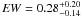 \hbox{${\it EW} = 0.28^{+0.20}_{-0.14}$}