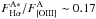 \hbox{$F^{\rm A*}_{\rm H\alpha}/F^{\rm A}_{\rm [OIII]}\sim 0.17$}