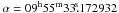 \hbox{$\alpha=09^{\rm h}55^{\rm m}33\fs172932$}