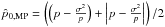 \hbox{$\hat{p}_{\rm 0,MP} = \left(\left( p - \frac{\sigma{}^2}{p} \right) + \left| p - \frac{\sigma{}^2}{p} \right|\right)/2$}