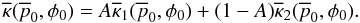 \begin{equation} \overline{\kappa}(\overline{p}_0,\phi{}_0)=A \overline{\kappa}_1(\overline{p}_0,\phi{}_0) + (1-A) \overline{\kappa}_2(\overline{p}_0,\phi{}_0). \label{generalprior} \end{equation}