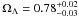 \hbox{$\Omega_\Lambda=0.78^{+0.02}_{-0.03}$}