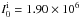 \hbox{$I_0^{\rm i}=1.90\times10^6$}