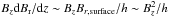 \hbox{$B_z {\rm d}B_{\rm r}/{\rm d}z \sim B_z B_{r,{\rm surface}}/h \sim B_z^2/h$}