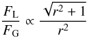 \begin{equation} \frac{F_{\rm L}}{F_{\rm G}} \propto \frac{\sqrt{r^2+1}}{r^2} \end{equation}