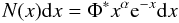 \begin{equation} N(x){\rm d}x=\Phi^*x^\alpha {\rm e}^{-x}{\rm d}x \end{equation}