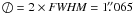 \hbox{$\diameter=2\times\textit{FWHM}=1\farcs065$}