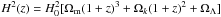 \hbox{$H^2(z)=H^2_0 [\Omega_{\rm m}(1+z)^3 +\Omega_k(1+z)^2+\Omega_\Lambda]$}