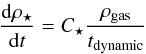 \appendix \setcounter{section}{1} \begin{equation} \frac{{\rm d} \rho_\star} {{\rm d}t} = C_{\star}\frac{\rho_{\rm gas}}{t_{\rm dynamic}} \end{equation}
