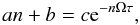 \begin{equation} an+b=c{\rm e}^{-n\Omega\tau}, \label{eee.1} \end{equation}