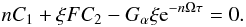 \begin{equation} \label{szsz.1} nC_1+\xi FC_2-G_\alpha\xi {\rm e}^{-n\Omega\tau}=0. \end{equation}