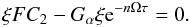 \begin{equation} \xi FC_2-G_\alpha\xi {\rm e}^{-n\Omega\tau}=0. \end{equation}