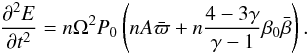 \begin{equation} \label{dedete} \npder{E}{t}{2}=n\Omega^2 P_0\left(nA\bar\varpi+n\frac{4-3\gamma}{\gamma-1}\beta_0\bar\beta\right). \end{equation}