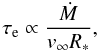 \begin{equation} \tau_{\rm e}\propto{\Mdot\over\vinf\Rstar}, \label{taue} \end{equation}
