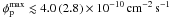 \hbox{$\phi_{\rm p}^{\rm max} \lesssim 4.0\,(2.8)\times 10^{-10}\,{\rm cm}^{-2}\,{\rm s}^{-1}$}