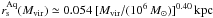 \hbox{$r^{\rm Aq}_{\rm s}(M_{\rm vir}) \simeq 0.054\,[ M_{\rm vir}/(10^6\,{M}_\odot) ]^{0.40}\,{\rm kpc}$}