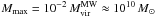 \hbox{$M_{\rm max} = 10^{-2}\,M^{\rm MW}_{\rm vir} \approx 10^{10}\,{M}_\odot$}