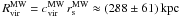 \hbox{$R^{\rm MW}_{\rm vir} = c^{\rm MW}_{\rm vir}\,r_{\rm s}^{\rm MW} \approx (288 \pm 61)\,{\rm kpc}$}