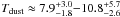 \hbox{$T_{\rm dust}\approx 7.9_{-1.8}^{+3.0}{-}10.8_{-2.6}^{+5.7}$}