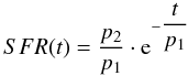 $$ SFR(t) = \frac{p_{2}}{p_{1}} \cdot {\rm e}^{-\displaystyle \frac{t}{p_{1}}} $$