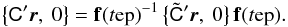 \begin{equation} \label{eq:fr-r} \left\{ \tens{C}'\vec{r},~0 \right\} = \quat{f}(t{\rm ep})^{-1} \,\big\{ \tilde{\tens{C}}'\vec{r},~0 \big\}\, \quat{f}(t{\rm ep}). \end{equation}