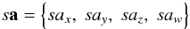\appendix \setcounter{section}{1} \begin{equation} \label{eq:quatscal} s\quat{a}=\Bigl\{sa_x,~sa_y,~sa_z,~sa_w\Bigr\} \end{equation}