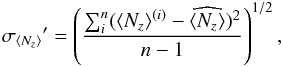 \begin{equation} \widehat{\nz} = \frac{\sum_i^n \nz^{(i)}/\left(\snz^{(i)}\right)^2}{\sum_i^n 1/\left(\snz^{(i)}\right)^2} , \end{equation}