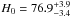 \hbox{$H_0=76.9^{+3.9}_{-3.4}$}