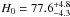 \hbox{$H_0=77.6^{+4.8}_{-4.3}$}