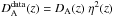\hbox{$D_{\rm A}^{\rm data}(z)=D_{\rm A}(z) \; \eta^2(z)$}