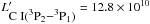 \hbox{$L'_{\ctwo}= 12.8\times 10^{10}$}