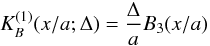 \appendix \setcounter{section}{1} \begin{equation} K_B^{(1)}(x/a;\Delta) = \frac{\Delta}{a}B_3(x/a) \end{equation}