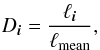 \begin{equation} D_{\vec i} = \frac{\ell_{\vec i}}{\ell_{\mathrm{mean}}}, \end{equation}