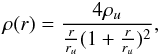 \begin{equation} \rho (r) = \frac{4\rho_u}{\frac{r}{r_u}(1 + \frac{r}{r_u})^2}, \end{equation}