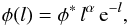 \begin{equation} \label{schechter} \phi (l) = \phi^\ast \, l^{\alpha} \, {\rm e}^{-l}, \end{equation}