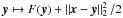 \hbox{$\by \mapsto F(\by) + \norm{\bx-\by}^{2}_2/2$}