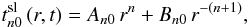 \appendix \setcounter{section}{1} \begin{equation} t^{\rm sl}_{n0}\left(r,t\right) = A_{n0}\,r^n+B_{n0}\,r^{-(n+1)}, \label{Atn01} \end{equation}