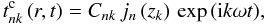 \appendix \setcounter{section}{1} \begin{equation} t^{\rm c}_{nk}\left(r,t\right) = C_{nk}\,j_n\left(z_k\right)\,\exp\left( {\rm i} k\omega t\right)\!,\label{Atnk2} \end{equation}